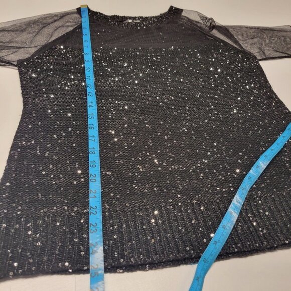 Jeune Jeunesse Black Shimmering Long Sleeve Blouse Top - Picture 5 of 10